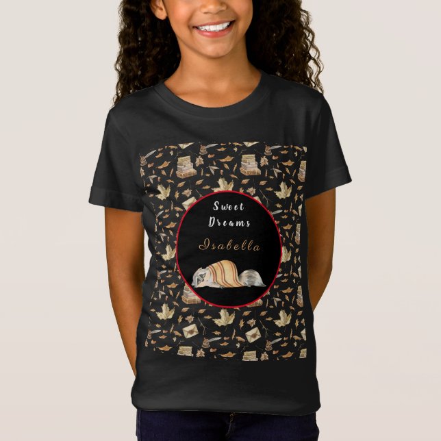 Raccoon Sweet Fall Anpassen von Text und Farbe T-Shirt (Vorderseite)