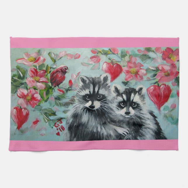 Raccoon Sweethearts Küchentücher (Horizontal)