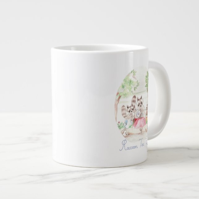 "Raccoon Tea Party" Jumbo Tasse (Vorderseite Rechts)