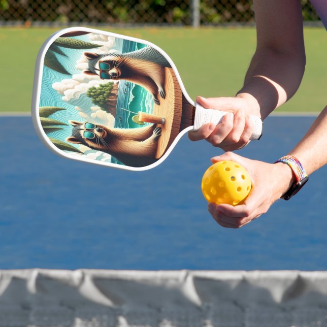Raccoon Tea Party Pickleball Schläger (InSitu)