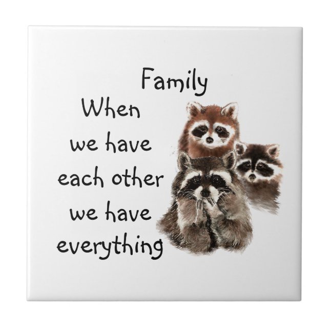 Raccoon-Tiere mit Inspirationsquelle Fliese (Vorderseite)