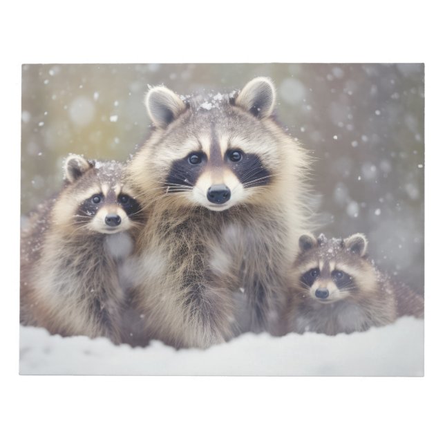 Raccoon Tierfamilie Wandern Natur Notizblock (Vorderseite)