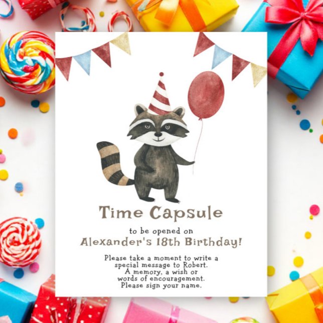 Raccoon Time Capsule 1st birthday Poster (Von Creator hochgeladen)
