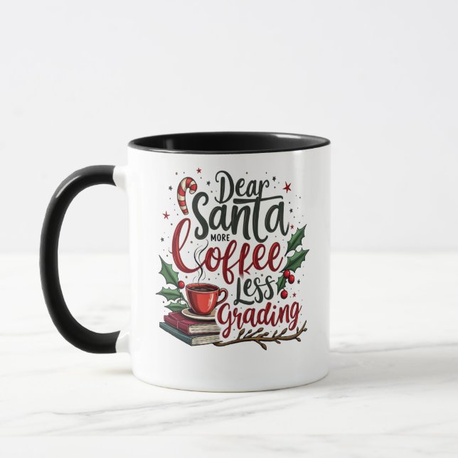 Raccoon Tragen von Weihnachtsmannmütze und Weihnac Tasse (Links)