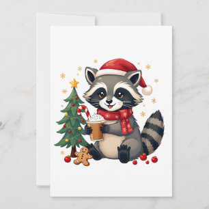 Raccoon Tragen Weihnachtsmannmütze für Weihnachtsf Einladung