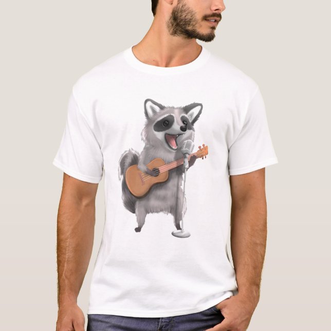 Raccoon Trash Panda singende Gitarrenspielerin Mus T-Shirt (Vorderseite)