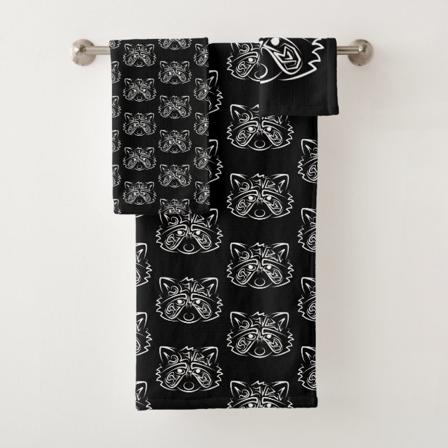 Raccoon tribal noir et blanc (En situation)