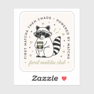 Raccoon trinken Matcha Klub lustig kawaii Tier Aufkleber