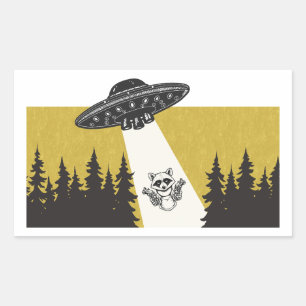 Raccoon UFO Rechteckiger Aufkleber