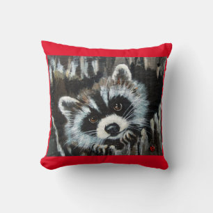 Raccoon und Damenkissen Kissen