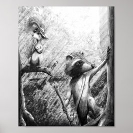 Raccoon und Eichhörnchen Wandern Poster