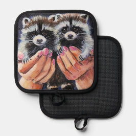Raccoon und Helping Handtaschenhalter Topflappen