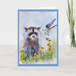 Raccoon und Spring Friends Blank Greeting Card Karte