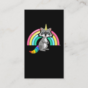 Raccoon Unicorn Niedlich Rainbow Animal Visitenkarte