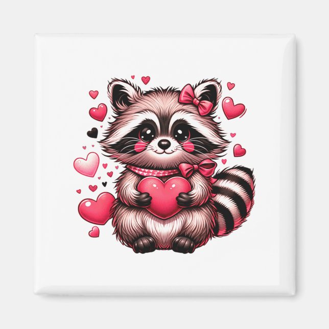 Raccoon Valentine Hearts  Magnet (Vorne)
