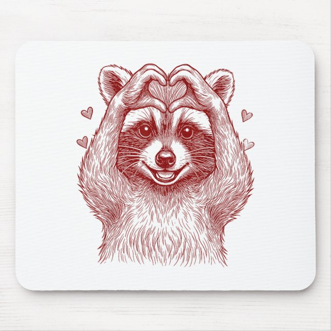 Raccoon Valentines Day Funny Feral Raccoon Love He Mousepad (Vorne)