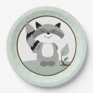 Raccoon Wald Nature Paper Plate Grün Pappteller