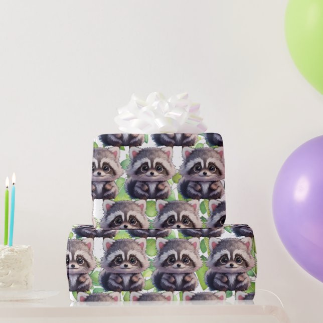 Raccoon Waldtiere Waldfreunde Geschenkpapier (Partygeschenke)