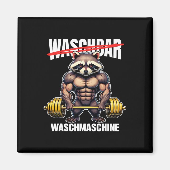 Raccoon Waschmaschine Bodybuilding Fitness Magnet (Vorne)