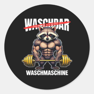 Raccoon Waschmaschine Bodybuilding Fitness Runder Aufkleber