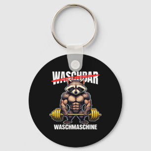 Raccoon Waschmaschine Bodybuilding Fitness Schlüsselanhänger