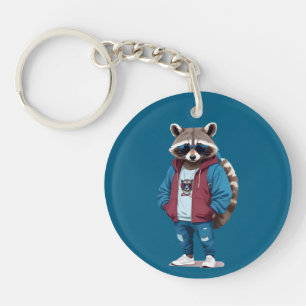 Raccoon Wearing Hoodie Funny Cool Animal Character Schlüsselanhänger