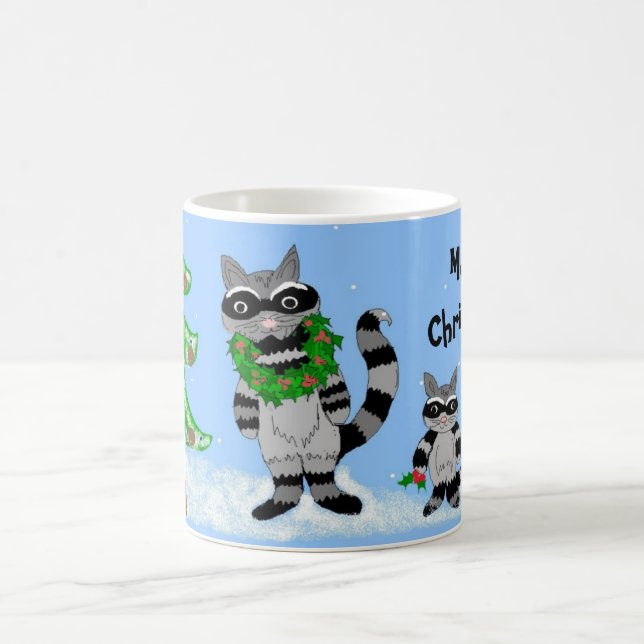 Raccoon Weihnachtslandschaft Kaffeetasse (Mittel)