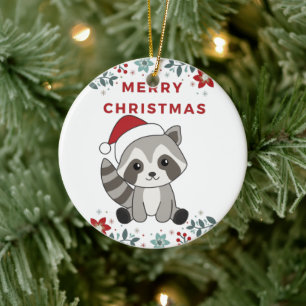 Raccoon Weihnachtsschnee Winter Raccoons Keramik O Ornament