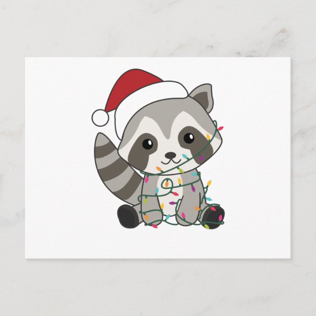 Raccoon Weihnachtsschnee Winter Raccos Postkarte (Vorderseite)