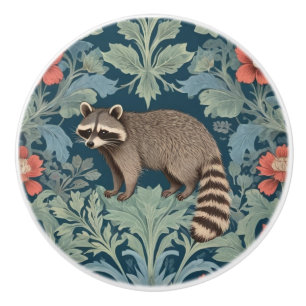 Raccoon William Morris Stil Links gegenüber Floral Keramikknauf