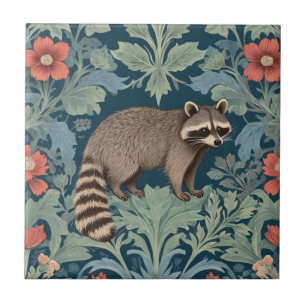 Raccoon William Morris Stil Rechts gegenüber der F Fliese