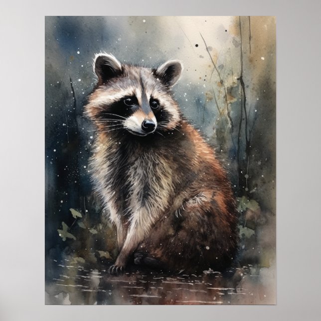 Raccoon Woodland Animal Art Print Poster (Vorne)
