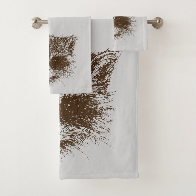 Raccoon Woodland Creature Animal Zeichnend Badhandtuch Set (Insitu)