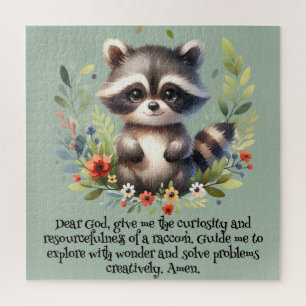 Raccoon Woodland Kinder Christliches Gebet auf bla