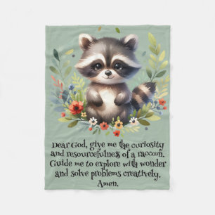 Raccoon Woodland Kinder Christliches Gebet auf bla Fleecedecke