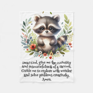 Raccoon Woodland Kinder Christliches Gebet auf Wei Fleecedecke
