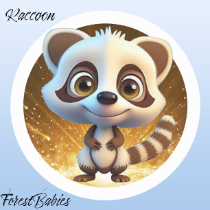 Raccoon 🌲 Woodland Wildlife Wild Animal Graphic Runder Aufkleber