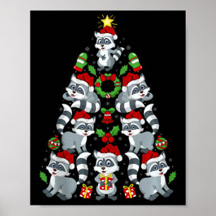 Raccoon Xmas Dekoration Weihnachtsmannmütze Raccoo