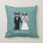 Raccoons Braut und Bräutigam mit eigenem Text Kissen<br><div class="desc">Tafel,  Binder,  Tasse:</div>