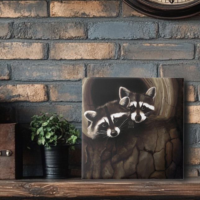 Raccoons Brown Niedlich Tree Fliese (Von Creator hochgeladen)