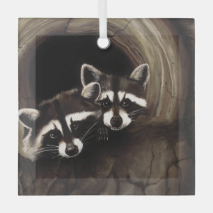 Raccoons Brown Niedlich Tree Ornament Aus Glas