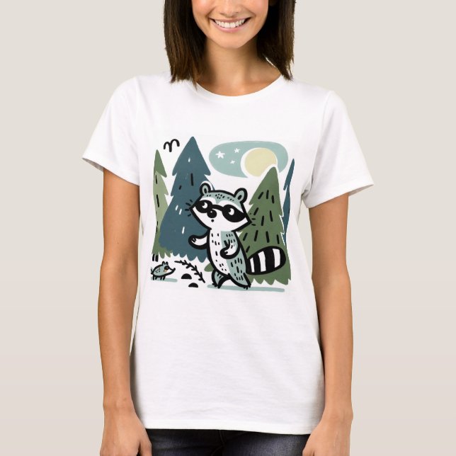 "Raccoon's Forest Expedition" T-Shirt (Vorderseite)