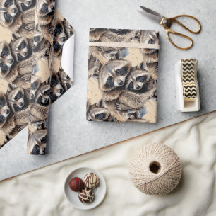 Raccoons im Wasserfarbenstil Art Geschenkpapier
