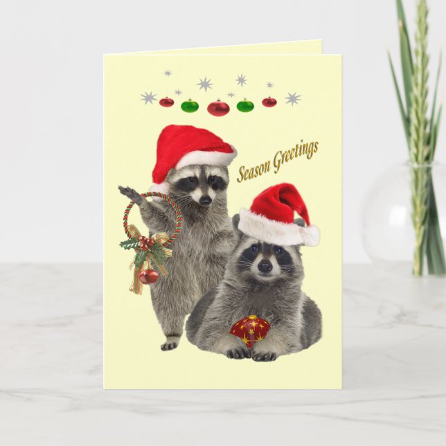 Raccoons Jahresgrüße Feiertagskarte (Vorderseite)