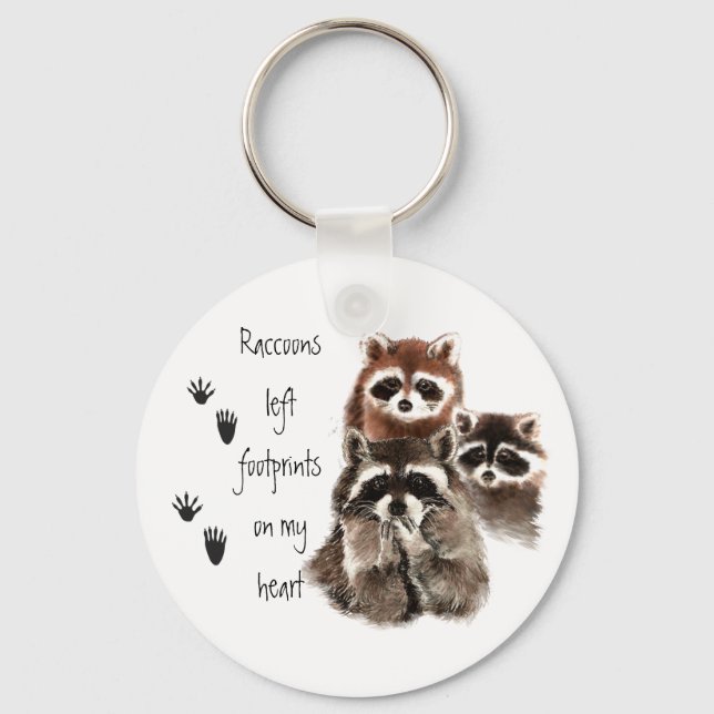 Raccoons left footprints on my Heart Cute animal Schlüsselanhänger (Vorderseite)