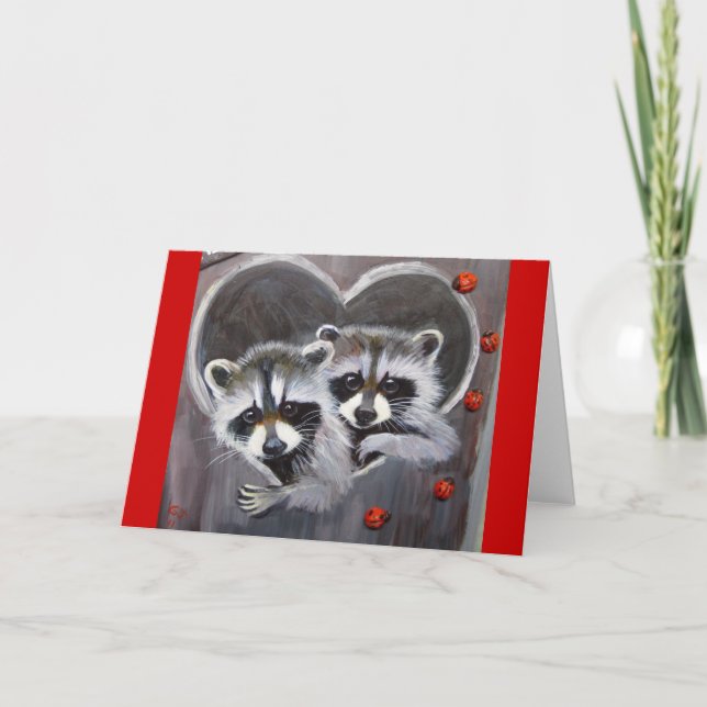 Raccoons und Ladybugs-Karte Karte (Vorderseite)