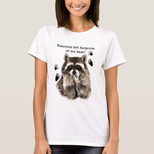 Raccoons verließ Footprints auf meinem Zitat zum S T-Shirt (Vorderseite)