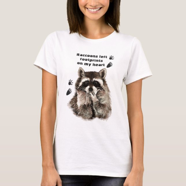 Raccoons verließ Footprints auf meinem Zitat zum S T-Shirt (Vorderseite)