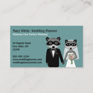 Raccoons Wedding - Braut und Bräutigam Visitenkarte