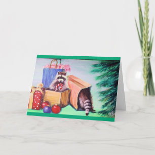 Raccoons & Weihnachtsgeschenk Blankokarte Einladung